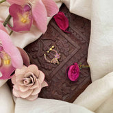 Vriksham Leaf & Diya Style Press Naths/Nose Pin-Red-G20748